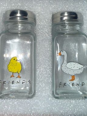 Friends the chick and the duck Glass salt & pepper shackers